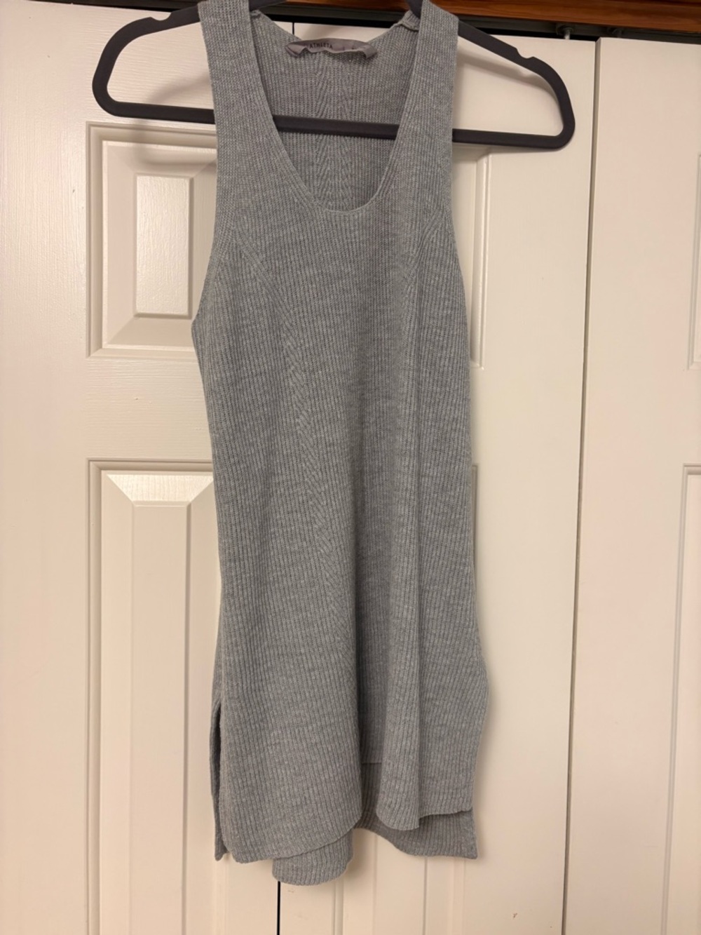 Grey Knit Athleta Tank Sweater with Side Slit